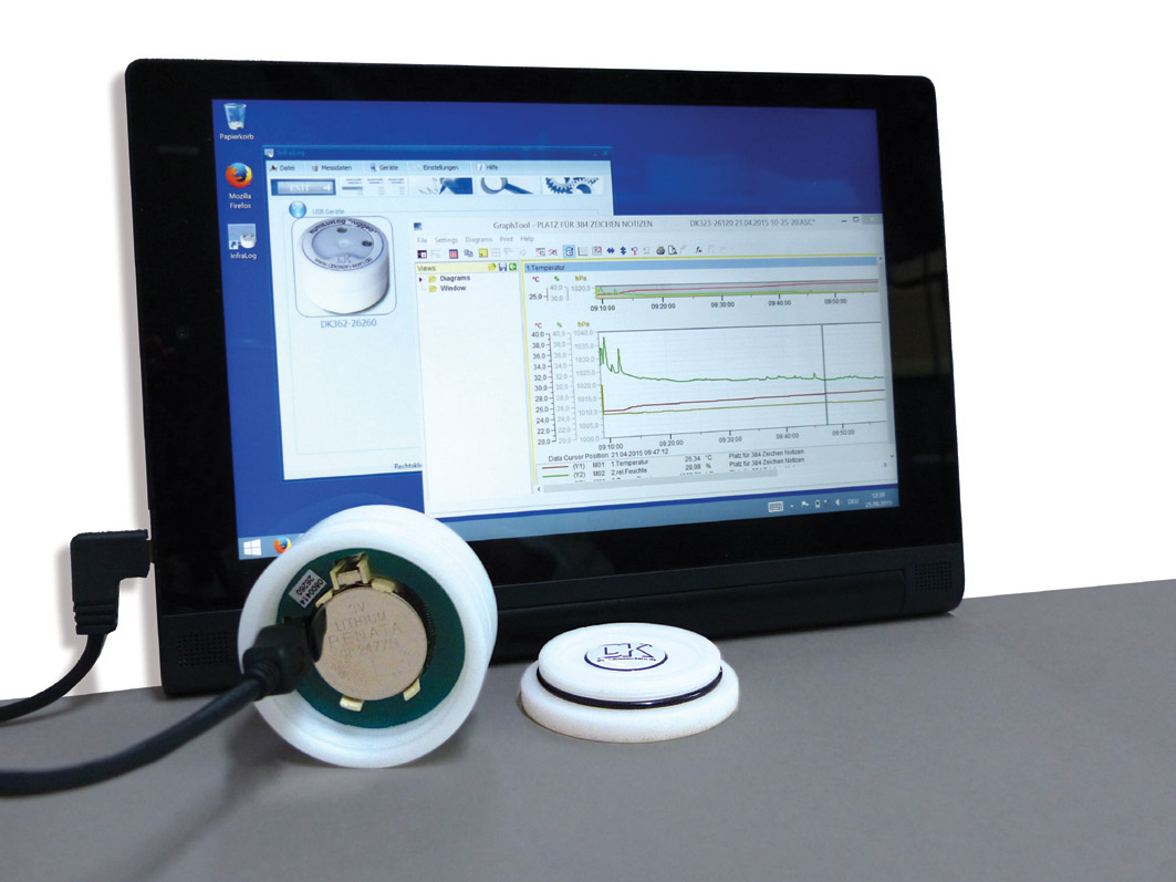 registrador de datos ruggedVisual con sensores para humedad relativa, temperatura y co2 con pantalla