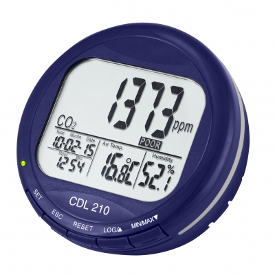 Registrador de datos con visor de la calidad del aire interior (IAQ) MFCDL-210  con alarmas Wöhler 